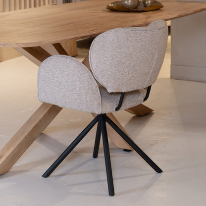 Eetkamerstoel Rosalin | Taupe Stof | Met Armleuning