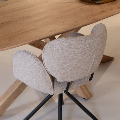 Eetkamerstoel Rosalin | Taupe Stof | Met Armleuning