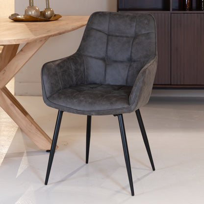 Eetkamerstoel Lynn | Micro Suéde Antraciet
