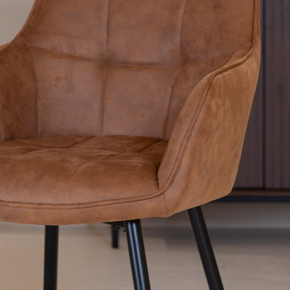 Eetkamerstoel Lynn | Micro Suéde Cognac