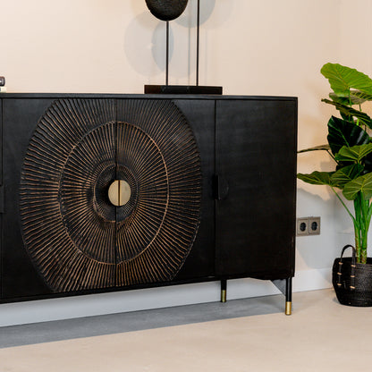 Dressoir Sun 180 | 4 Deuren | Zwart Mangohout