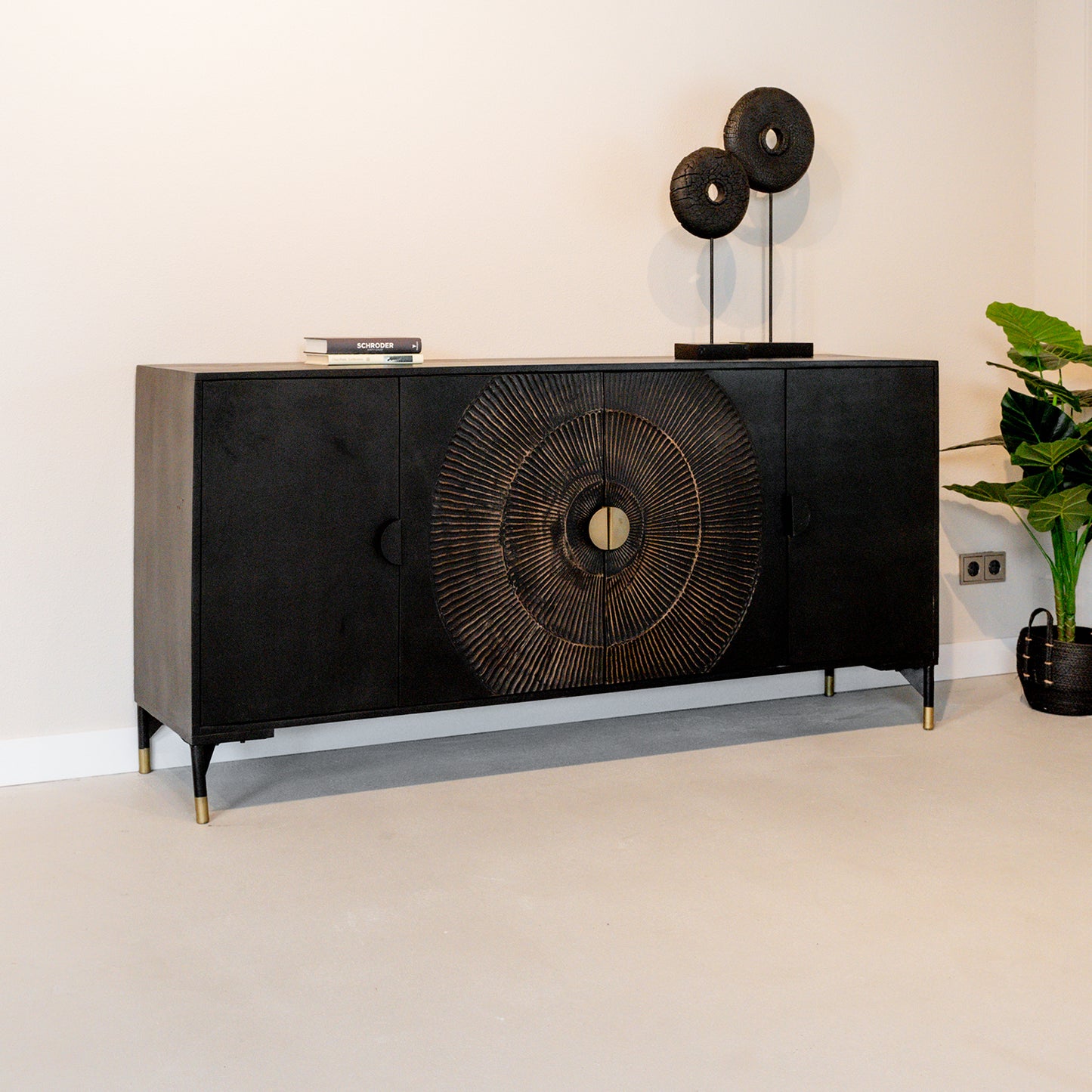 Dressoir Sun 180 | 4 Deuren | Zwart Mangohout