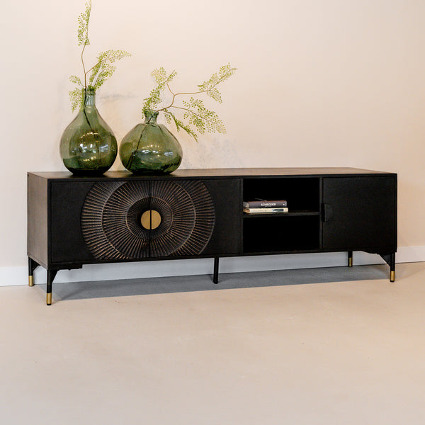 TV-Meubel Sun | Zwart | Mangohout