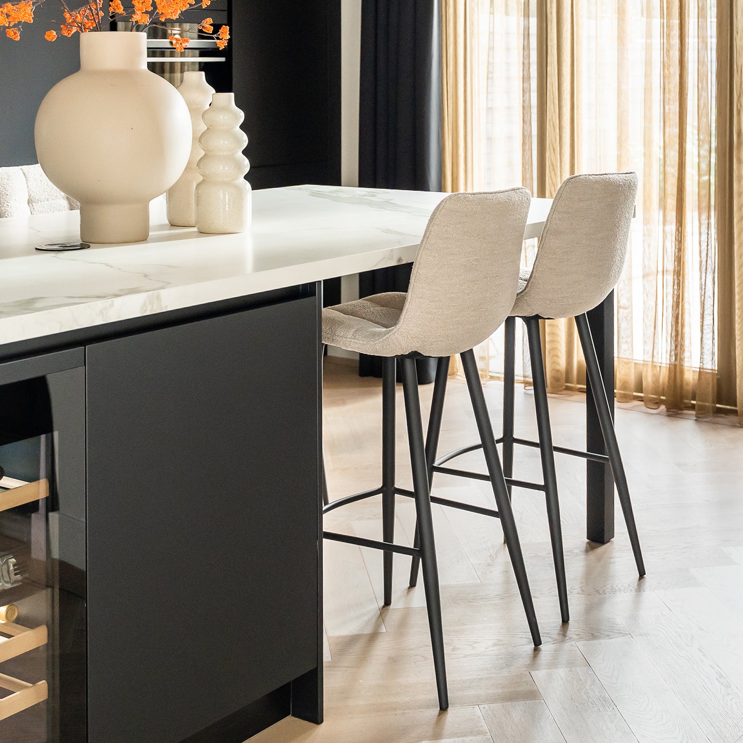 Barkruk Jelt | Horeca Hoogte | Bouclé Naturel