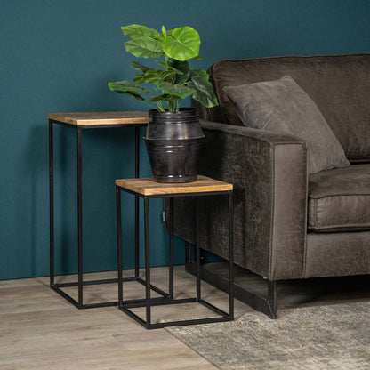 Plantenzuilen Set Vintage | Naturel Mangohout