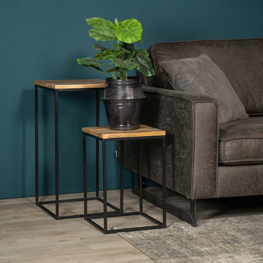 Plantenzuilen Set Vintage | Naturel Mangohout