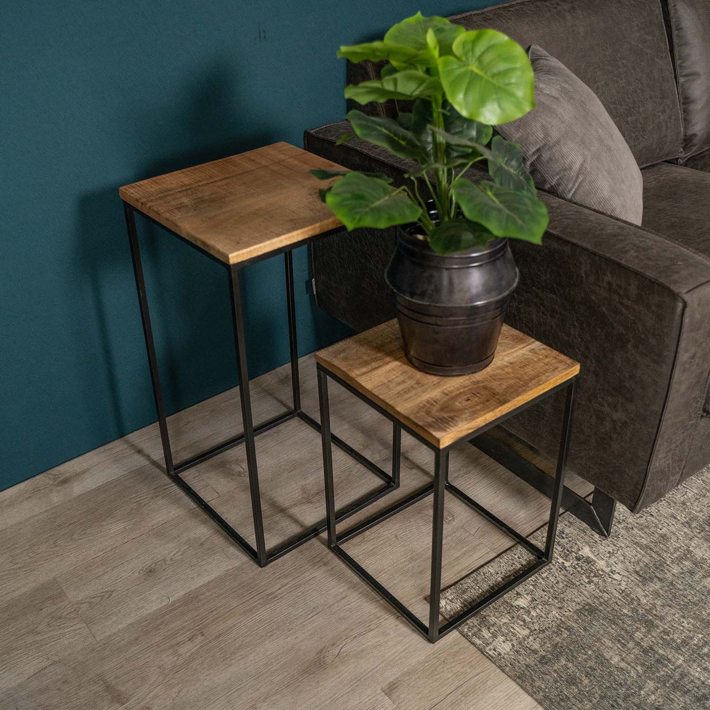 Plantenzuilen Set Vintage | Naturel Mangohout