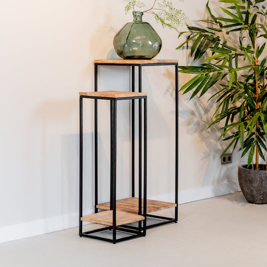 Set Plantenzuilen Cuba | Set van 2 | Massief Mangohout