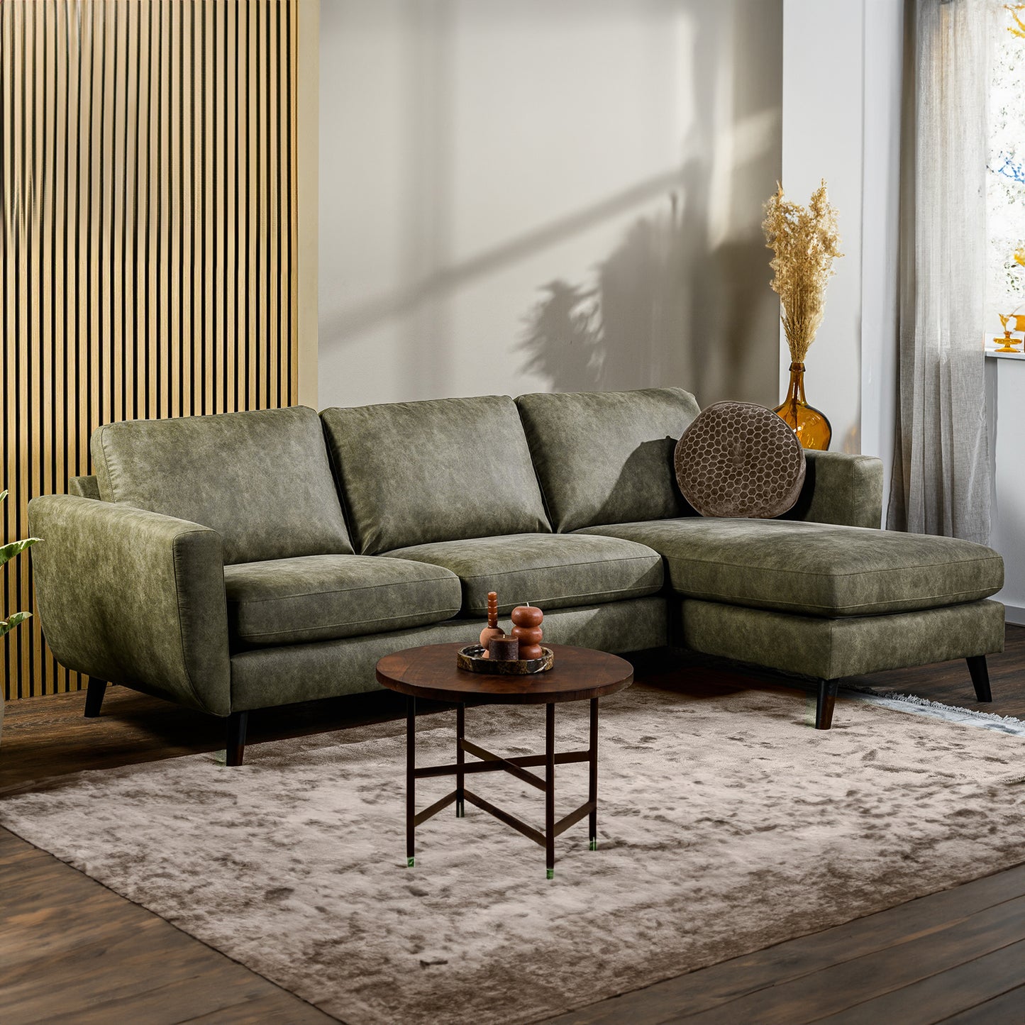 Hoekbank Manson | Groen Savannah | Longchair L+R