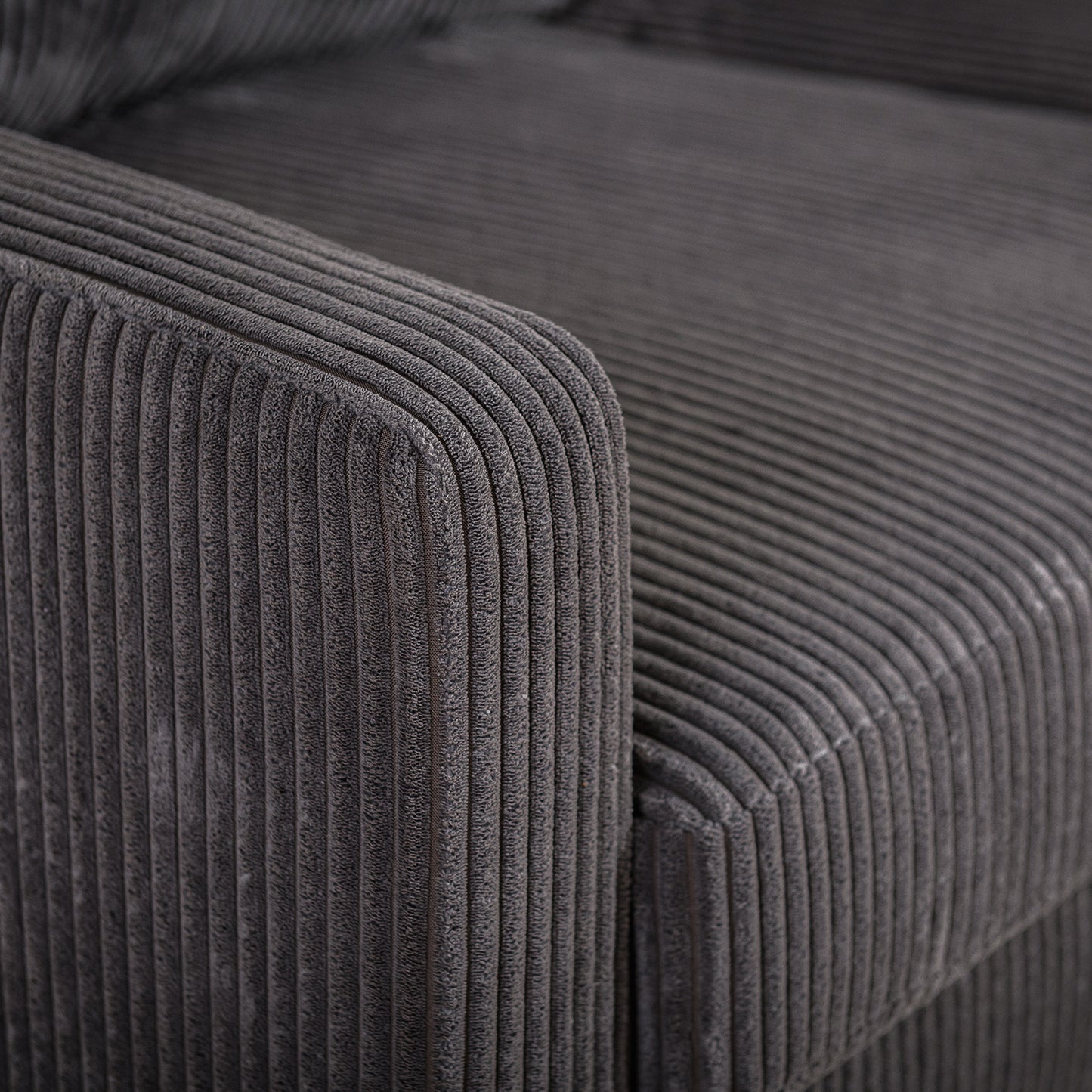 Hoekbank Auckland | Grijs Ribcord | Longchair L+R