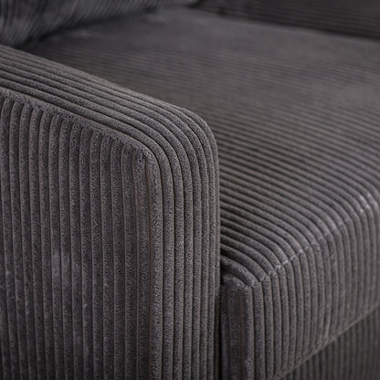 Hoekbank Auckland | Grijs Ribcord | Longchair L+R
