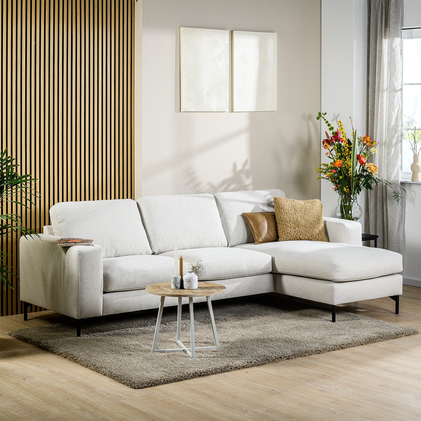 Hoekbank Tracy | Naturel Valente | Longchair L+R