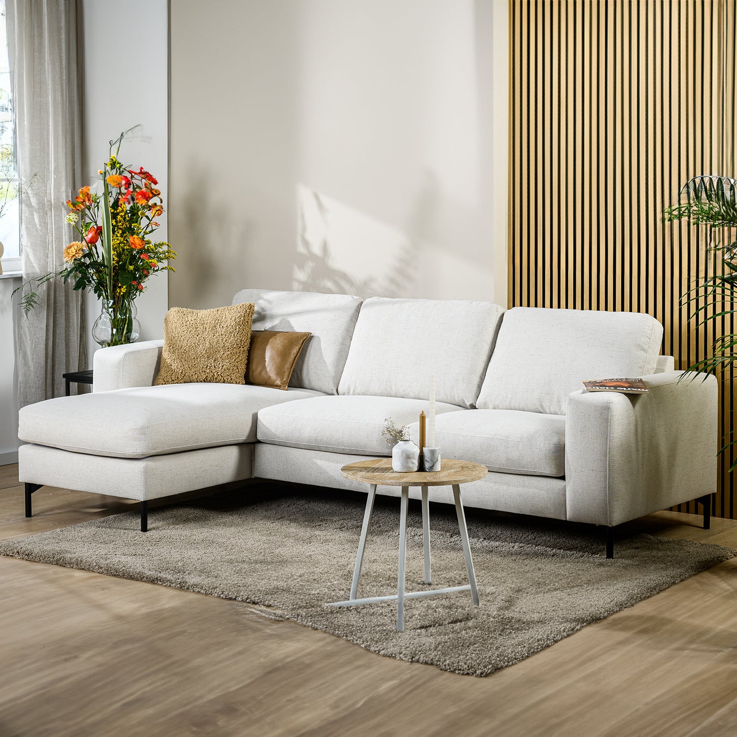 Hoekbank Tracy | Naturel Valente | Longchair L+R