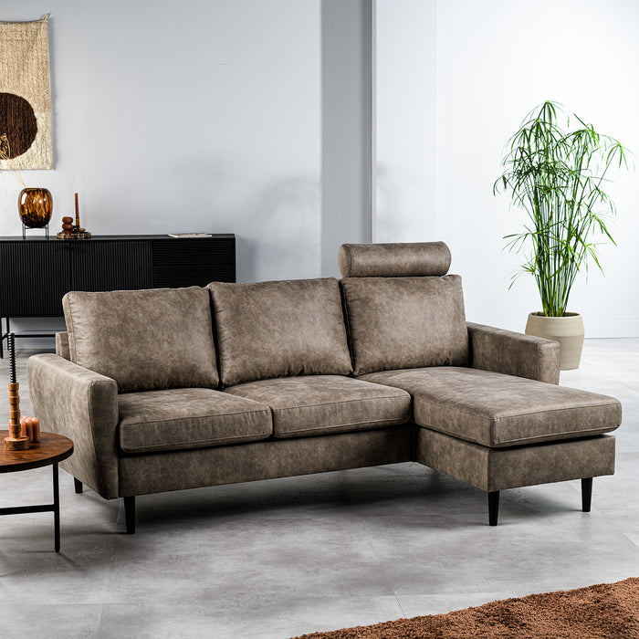 Hoekbank Lindsay | Taupe Savannah | Longchair L+R