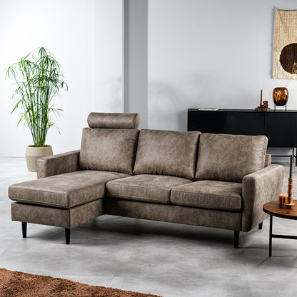 Hoekbank Lindsay | Taupe Savannah | Longchair L+R
