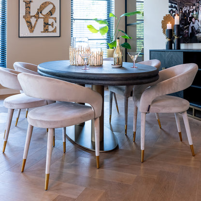 Eetkamerstoel Gia | Khaki Velvet | Brandvertragend