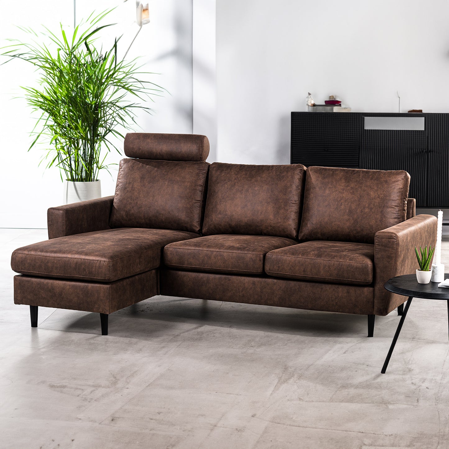 Hoekbank Lindsay | Bruin Savannah | Longchair L+R