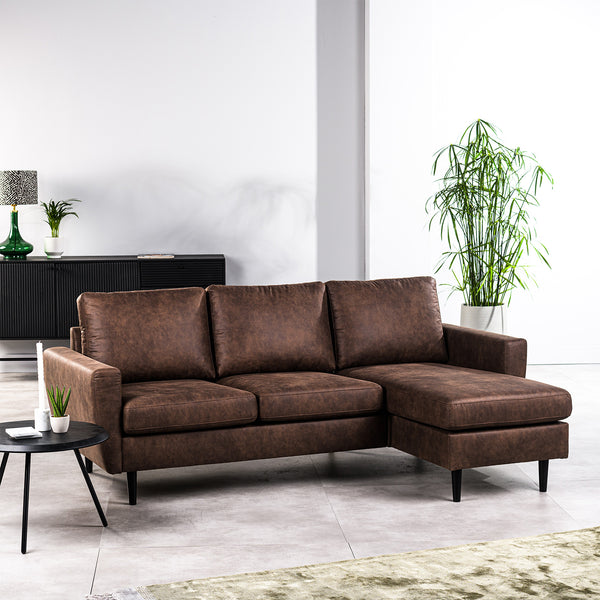 Hoekbank Lindsay | Bruin Savannah | Longchair L+R