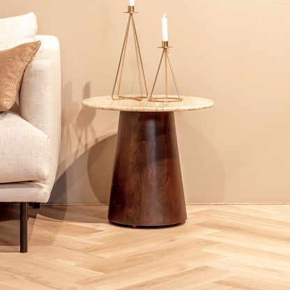 Bijzettafel Valentino | Rond | Bruin Mangohout