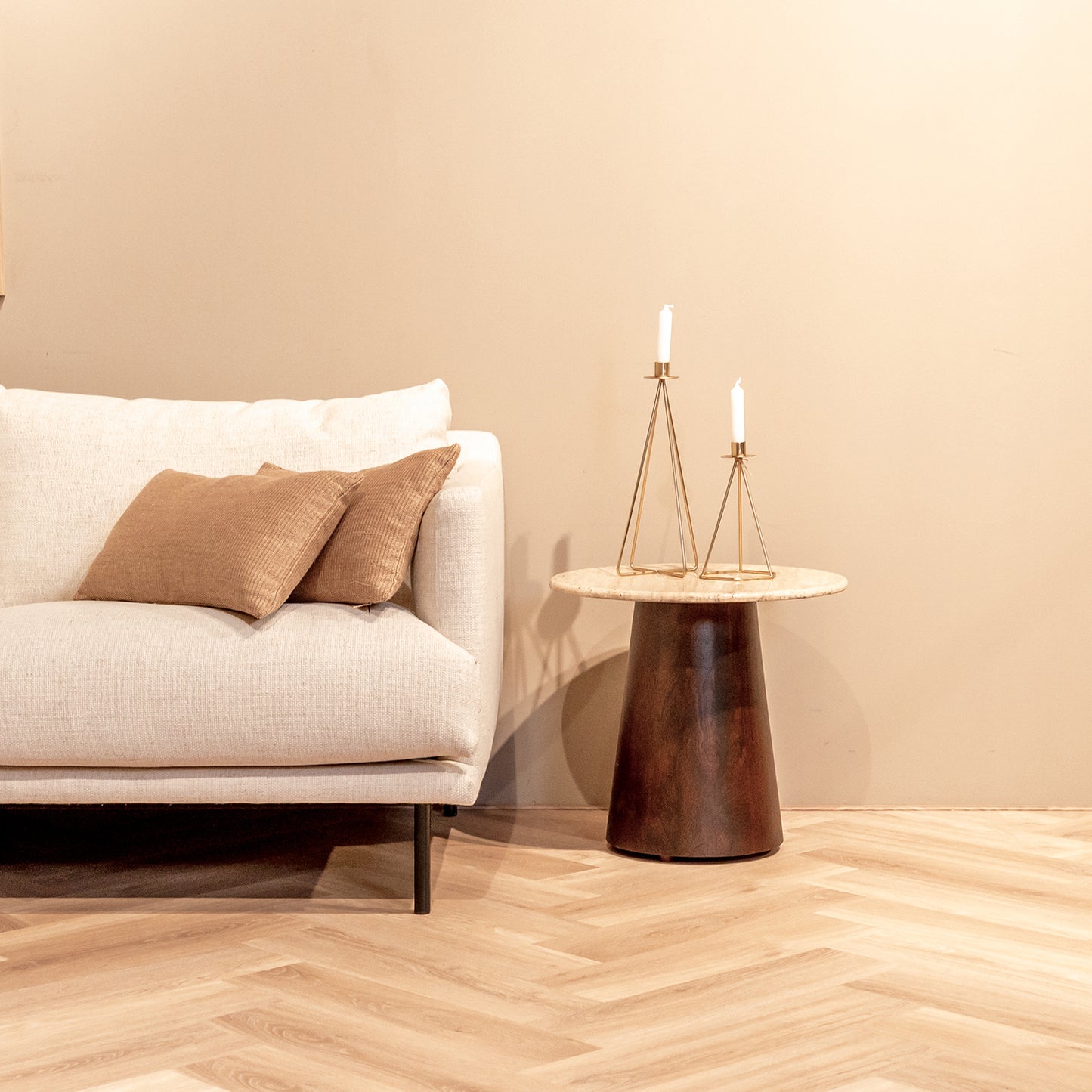 Bijzettafel Valentino | Rond | Bruin Mangohout