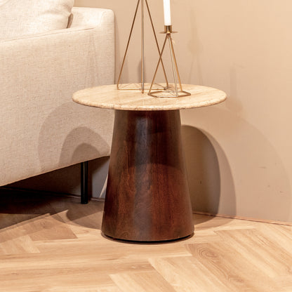 Bijzettafel Valentino | Rond | Bruin Mangohout