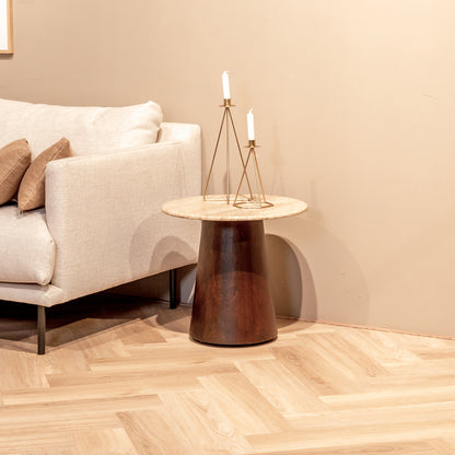 Bijzettafel Valentino | Rond | Bruin Mangohout