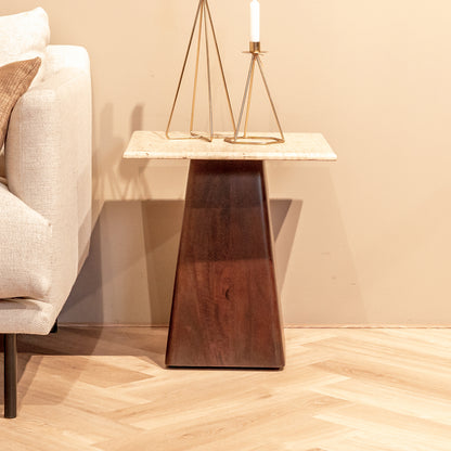 Bijzettafel Valentino | Vierkant | Bruin Mangohout