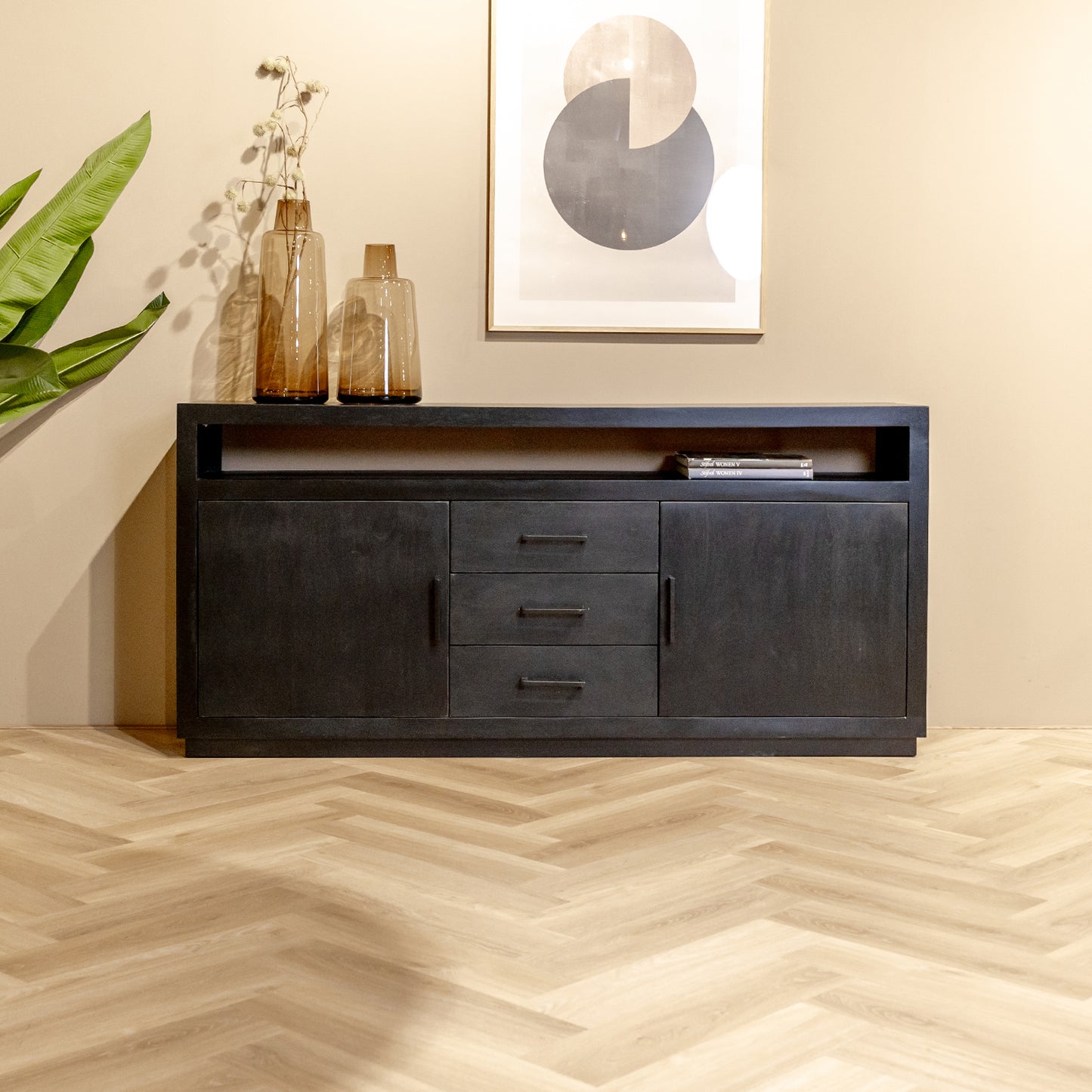 Dressoir Jaxx | Zwart Mangohout