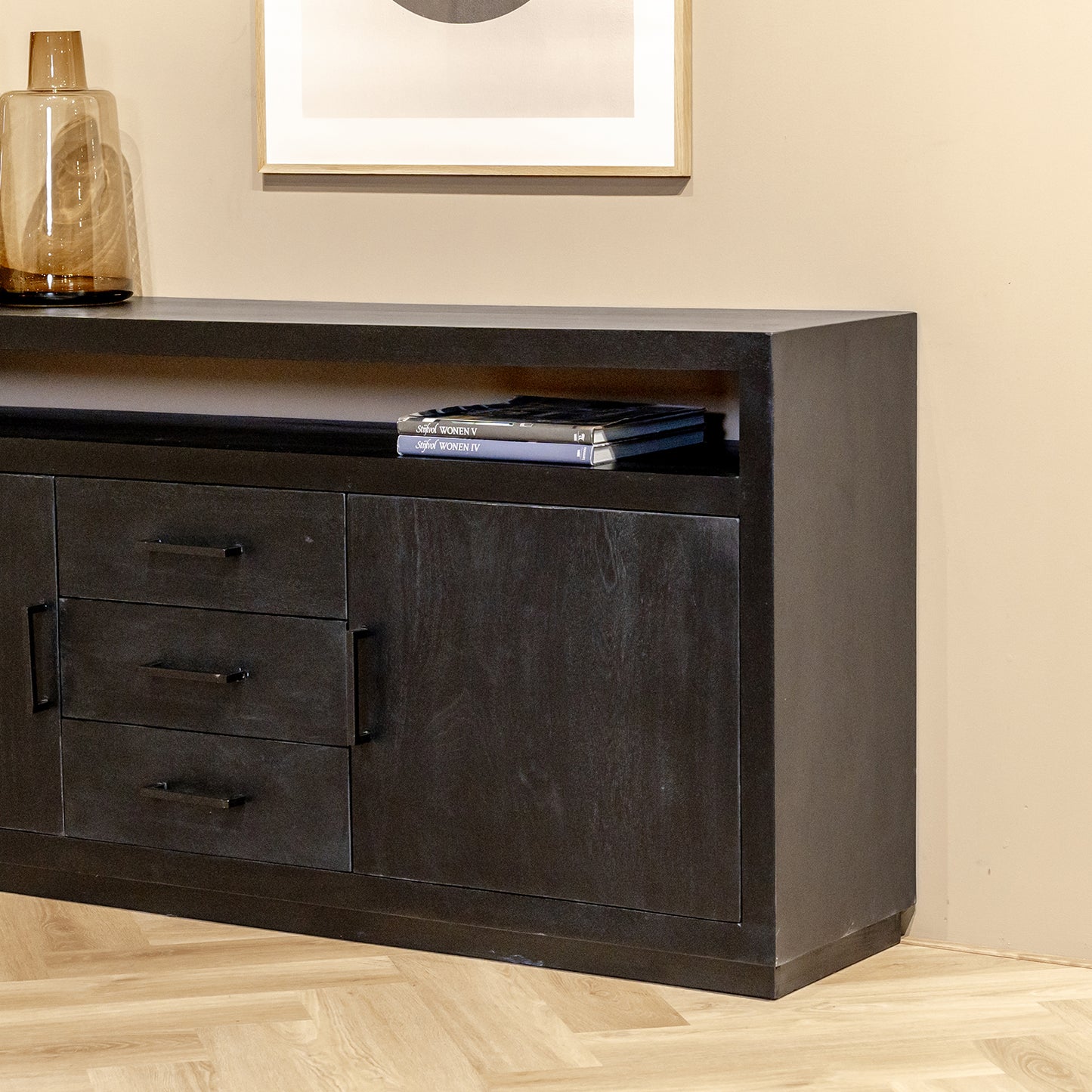 Dressoir Jaxx | Zwart Mangohout