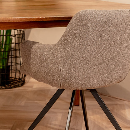 Eetkamerstoel Doreen | Bruin Bouclé
