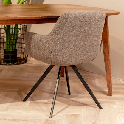 Eetkamerstoel Doreen | Bruin Bouclé