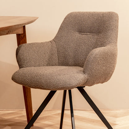 Eetkamerstoel Doreen | Bruin Bouclé