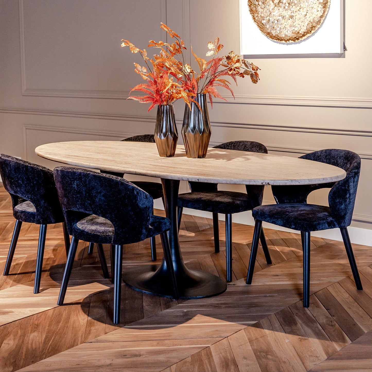 Eettafel Hampton | Ovaal | Travertin