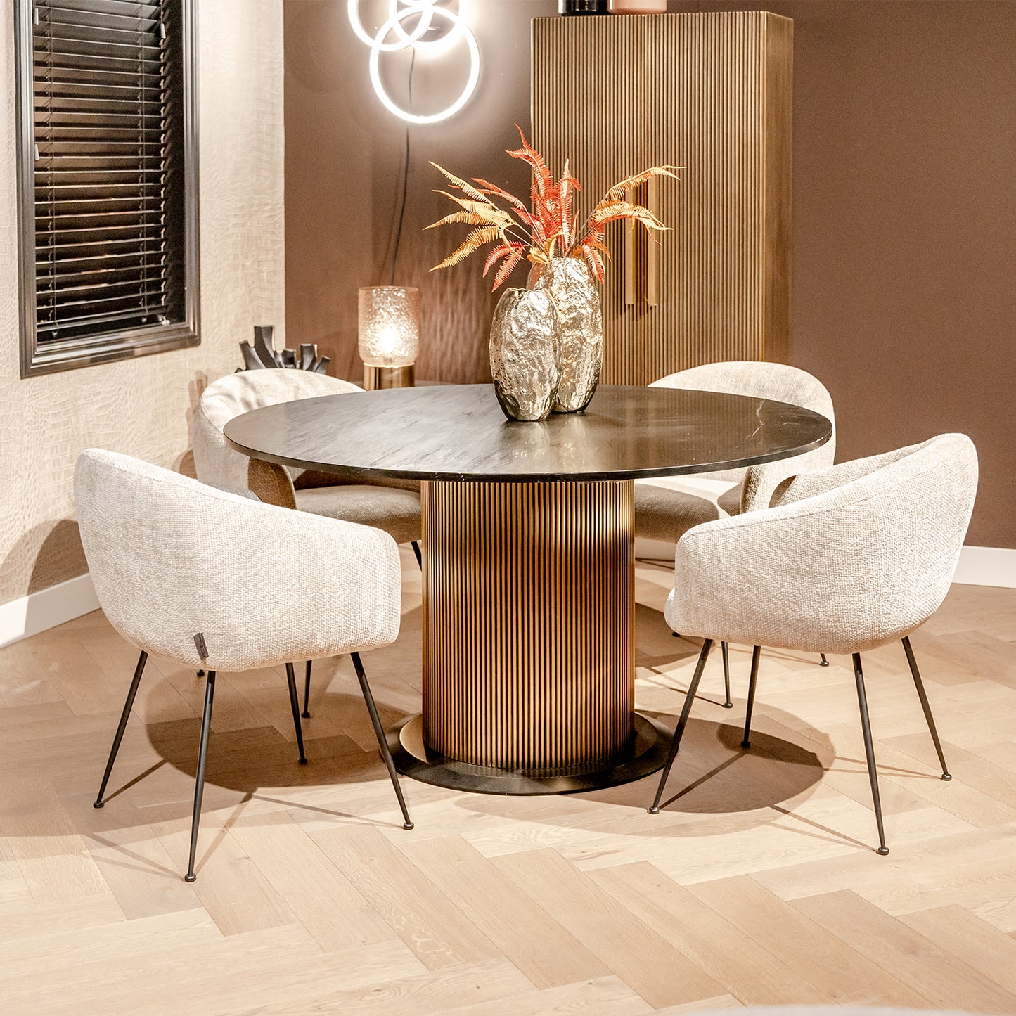 Eettafel Ironville | Zwart/Goud Marmer