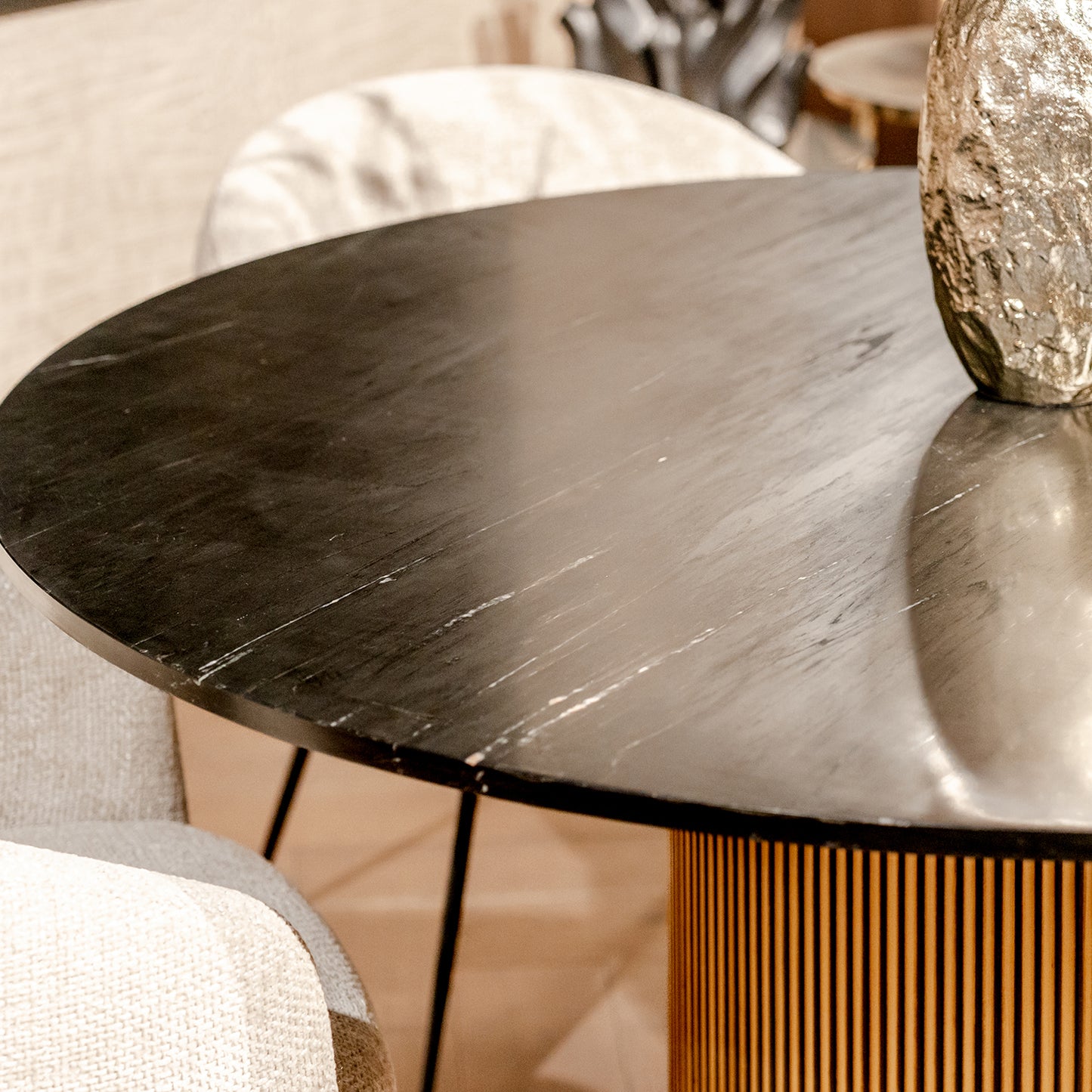 Eettafel Ironville | Zwart/Goud Marmer