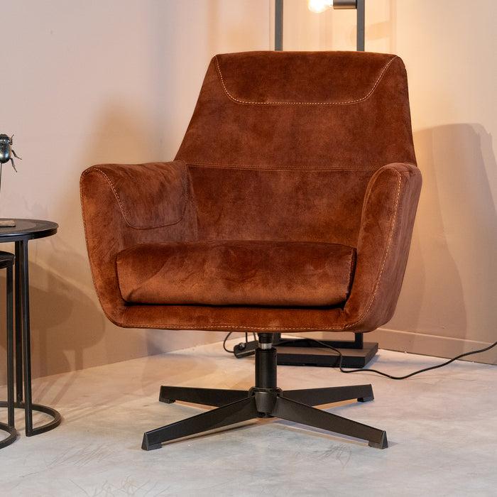 Fauteuil Toby Velours Rust