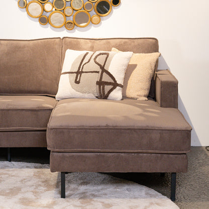 Hoekbank Derby | Bruin Ribcord | Longchair L+R