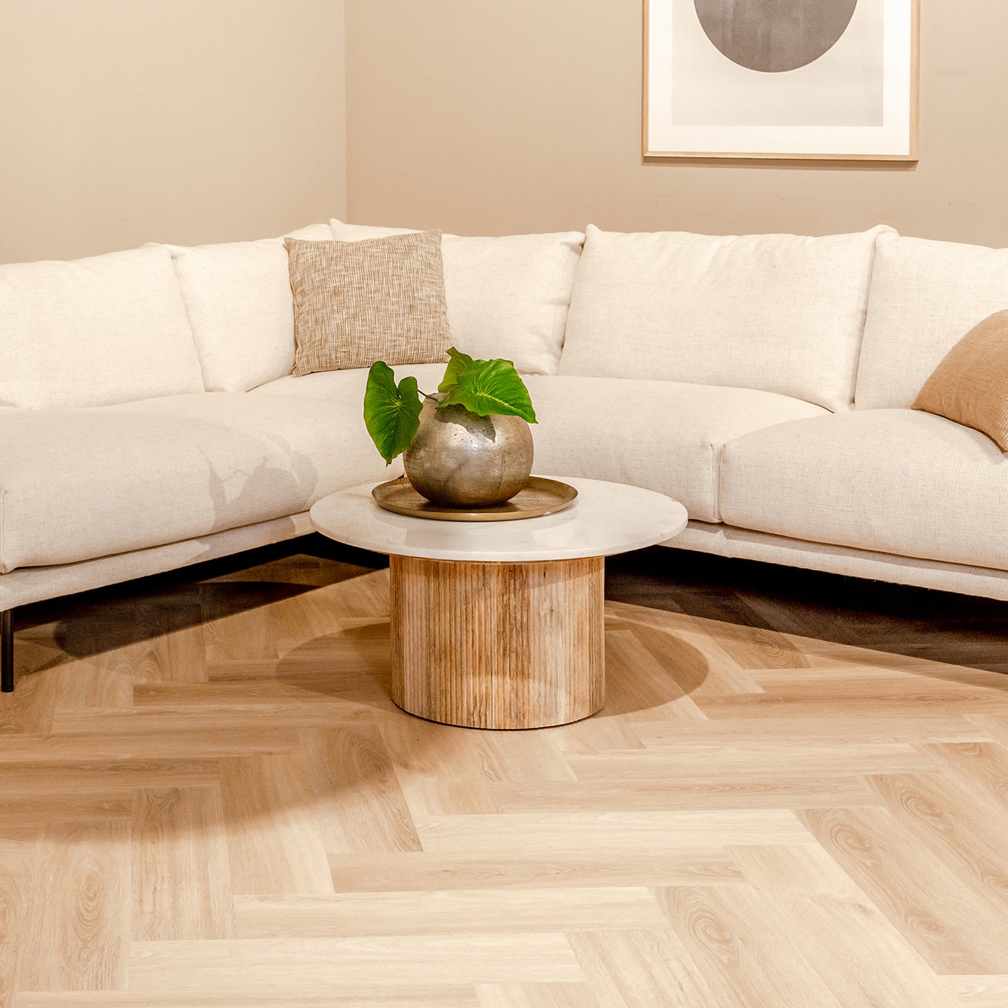 Salontafel Brix Nova | Rond | Wit Marmer Mangohout