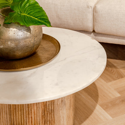 Salontafel Brix Nova | Rond | Wit Marmer Mangohout