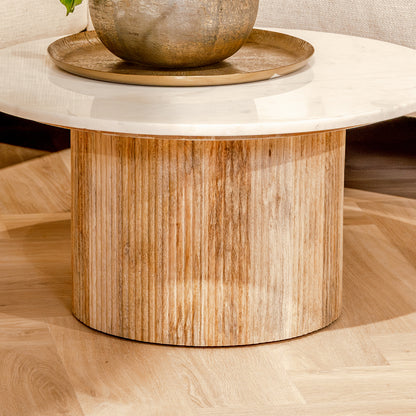 Salontafel Brix Nova | Rond | Wit Marmer Mangohout