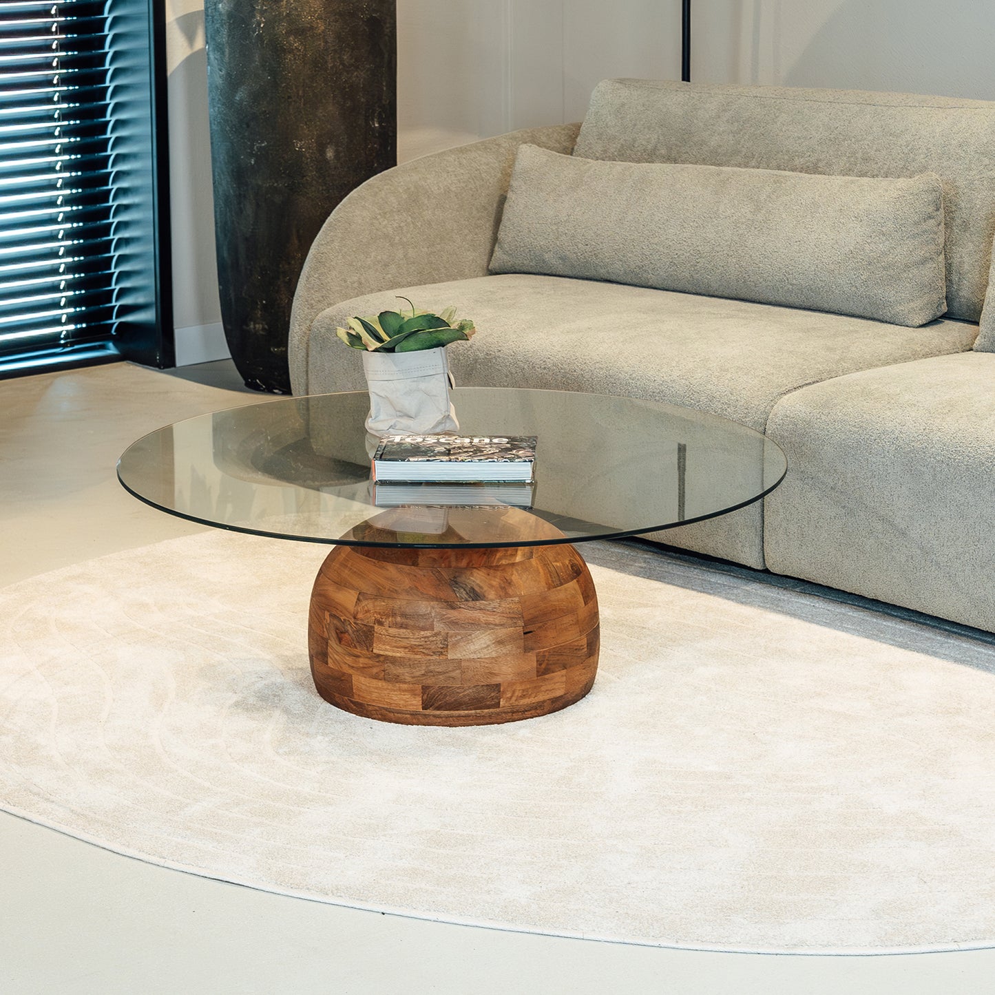 Salontafel Stella | Clear Glass | Naturel Mangohout