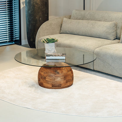 Salontafel Stella | Clear Glass | Naturel Mangohout