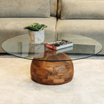 Salontafel Stella | Clear Glass | Naturel Mangohout