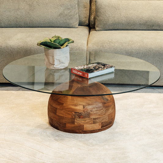 Salontafel Stella | Clear Glass | Naturel Mangohout