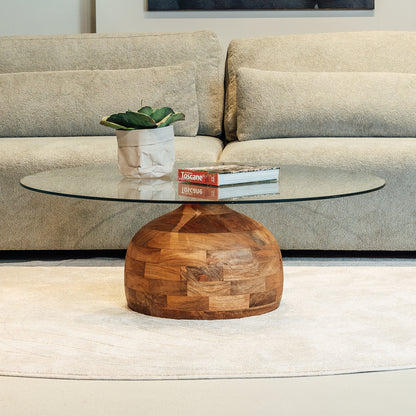 Salontafel Stella | Clear Glass | Naturel Mangohout