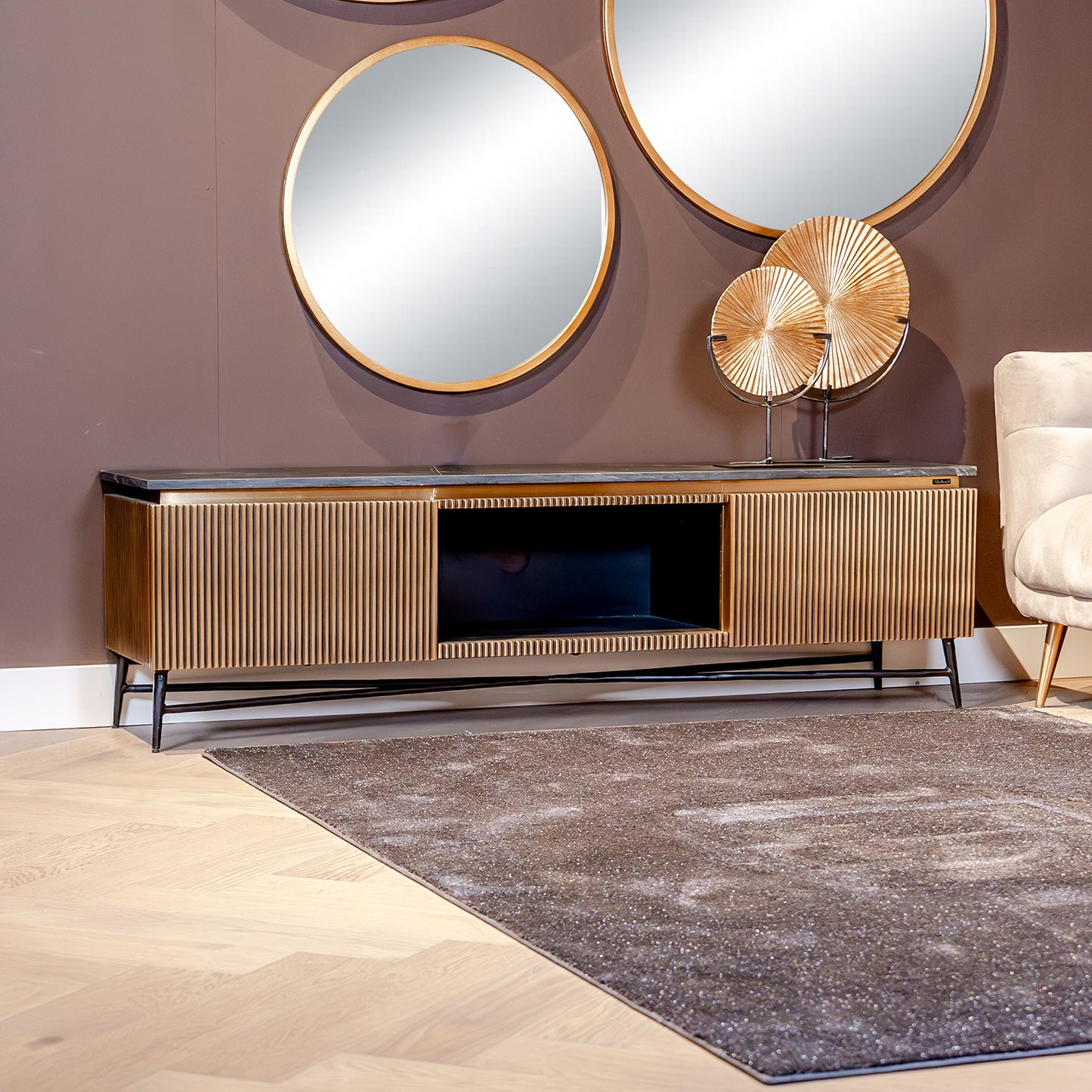 TV-Meubel Ironville | Zwart en Goud Marmer