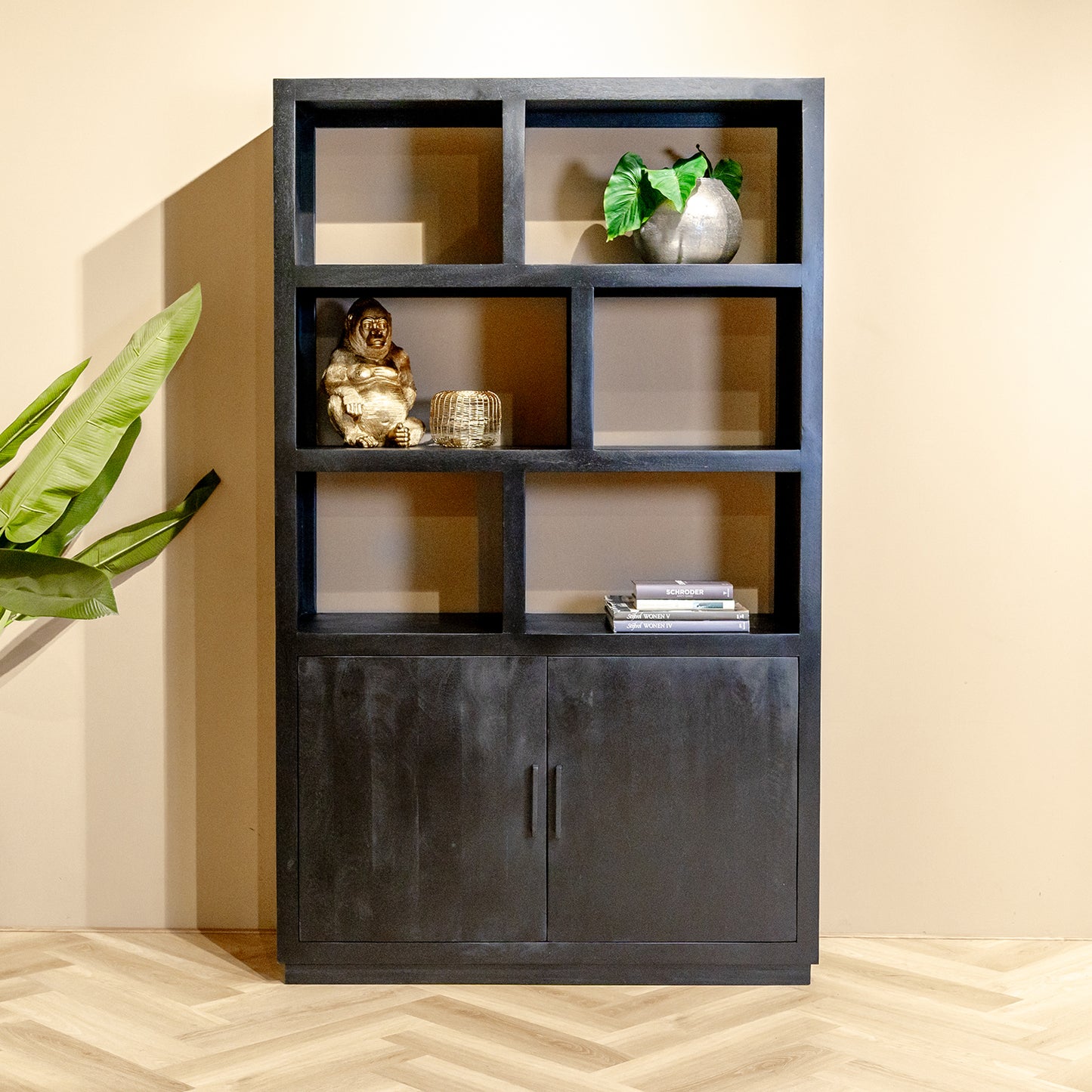 Vakkenkast Jaxx | 120 cm | Zwart Mangohout