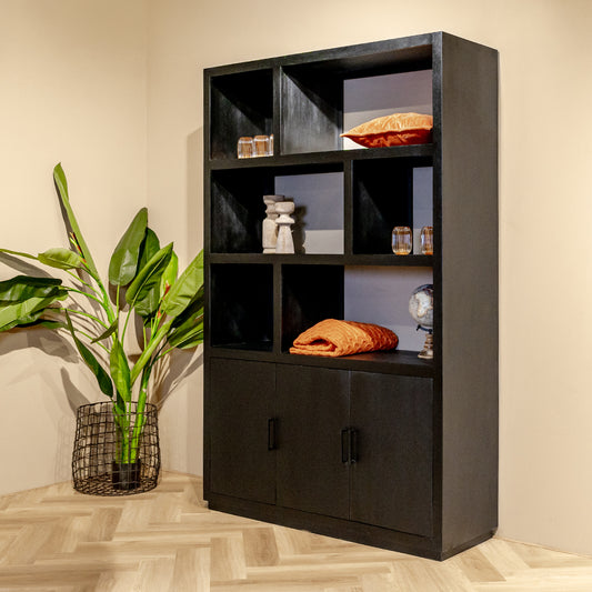Vakkenkast Jaxx | 145 cm | Zwart Mangohout