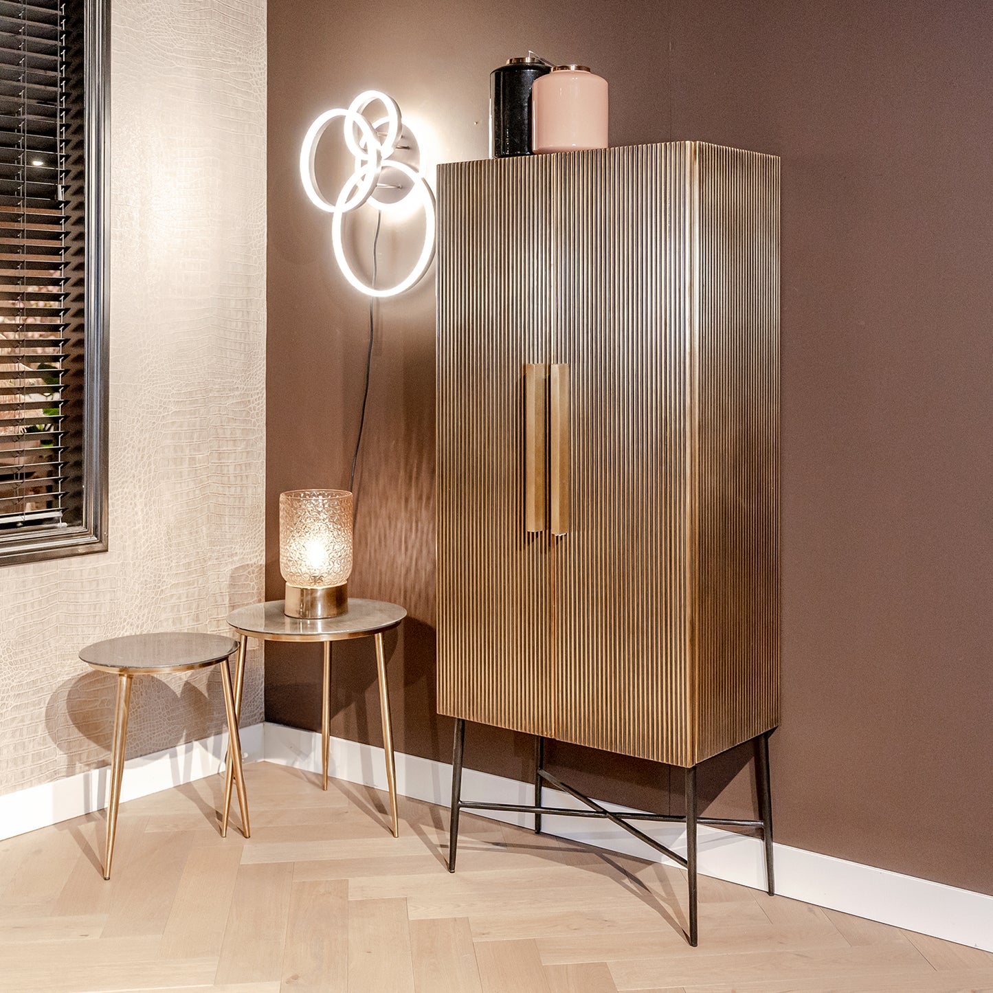 Wandkast Ironville | 182 cm Hoog | Goud