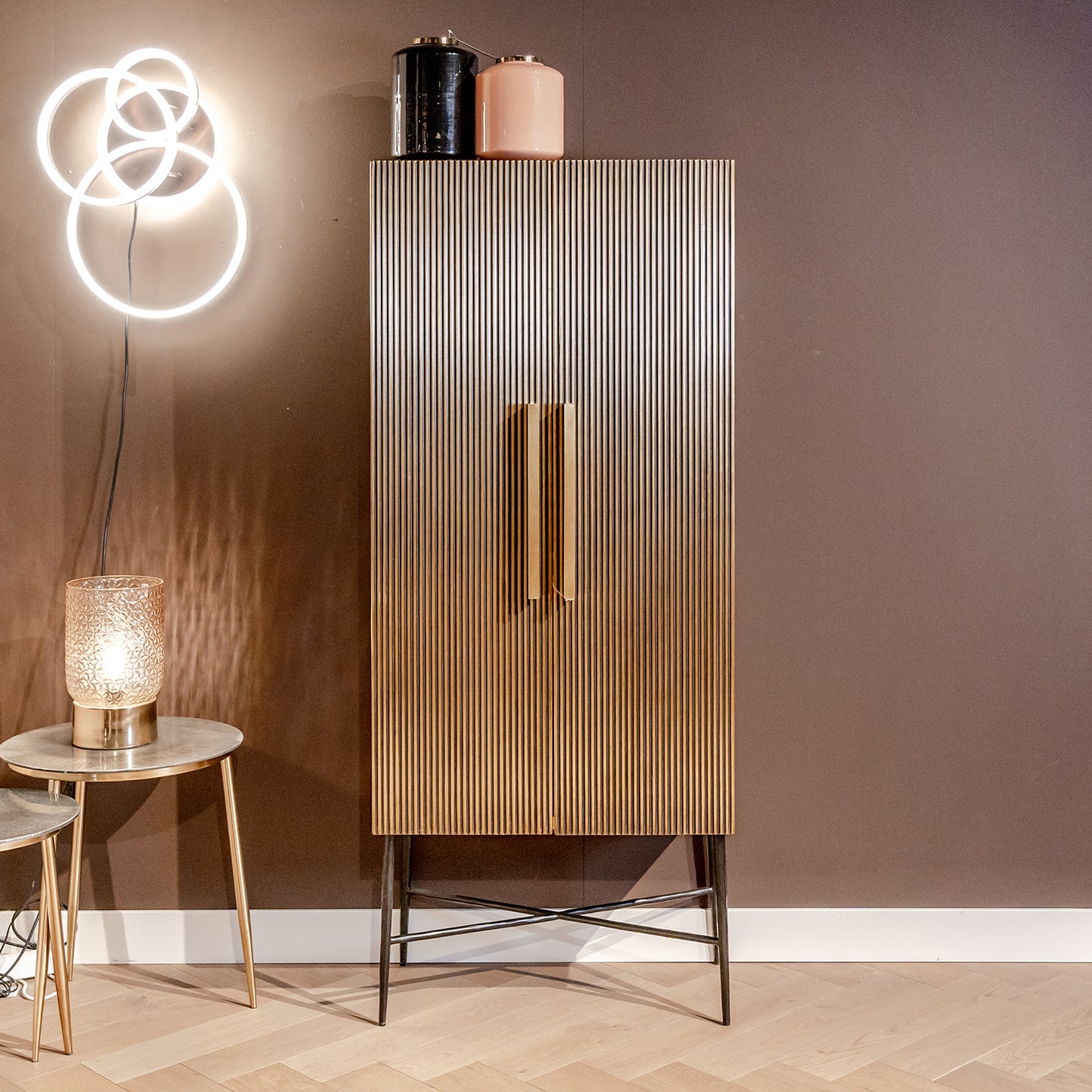 Wandkast Ironville | 182 cm Hoog | Goud